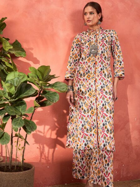 Women Ethnic Motifs Printed Pure Cotton Kurta with Palazzos