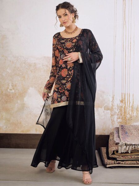 Women Printed Kurta with Palazzos & With Dupatta